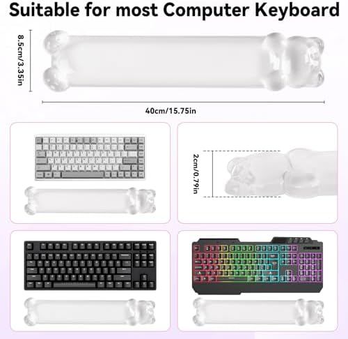 Ergonomic Gel Keyboard Wrist Rest, Clear Wrist Rest for Computer Keyboard