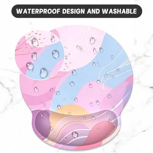 ITNRSIIET Ergonomic Mouse Pad with Wrist Support Wrist Rest Smooth Surface Non-Slip Rubber Base Comfortable Office Supplies Pain Relief, 9.8 x 9.1 inches, Art Style Pattern