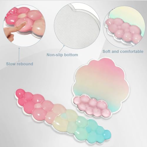 Pastel Cloud Wrist Rest and Gel Mouse Pad Support for Keyboard and Mouse
