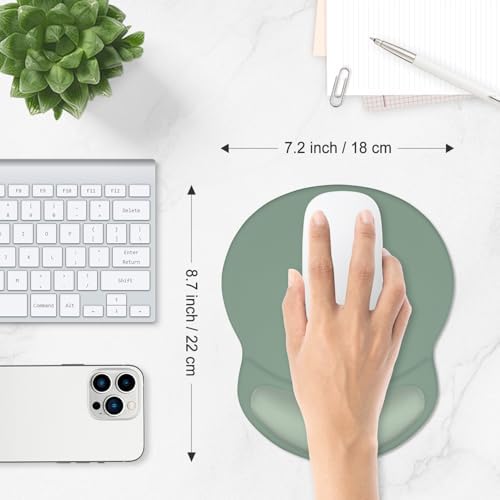 ITNRSIIET Ergonomic Mouse Pad with Comfort Gel Wrist Rest, Non-Slip PU Base, Smooth Textured Surface, Reduces Hand Fatigue & Wrist Pain, 8.7 x 7.2 Inch for Office Gaming Home, Sage Mint