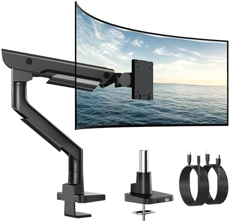 monTEK USB Monitor Arm for 17-57" Ultrawide, 59.4 lbs, Black