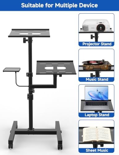 KOOV 2 Shelves Projector Stand, Max 47" Height Adjustable Laptop Stand