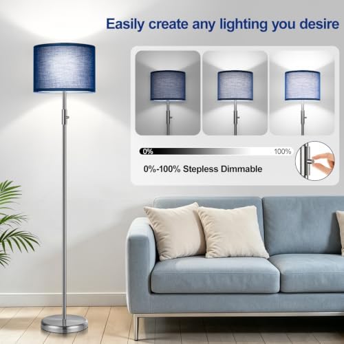 Floor Lamp Simple Design with Shade, Small Tall Lamps for Living Room Bedroom Office Dining Room Kitchen-Nickel