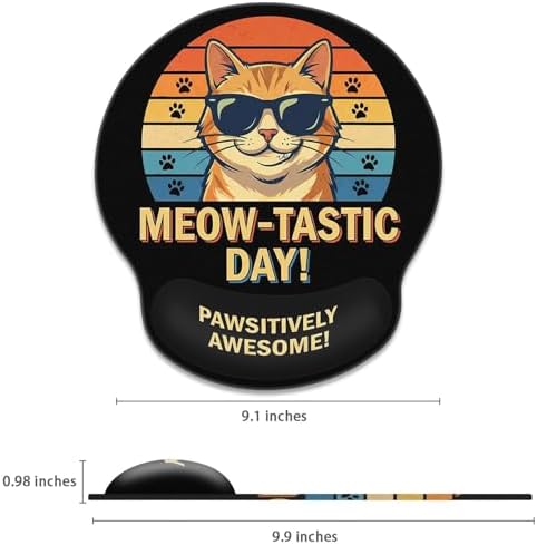 Britimes Ergonomic Mouse Pad with Wrist Support, Cat Vintage
