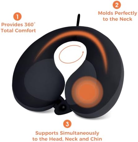 INFANZIA Kids Travel Neck Pillow, Chin Support for Car Seat & Plane, Black