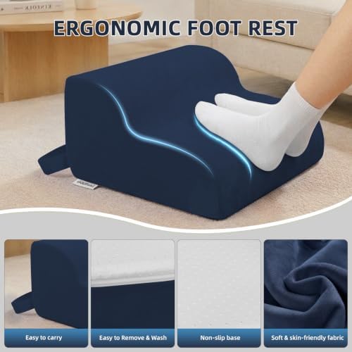 Foot Rest for Under Desk at Work,2-Tier Footrest with Handle Navy