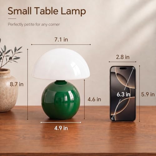 Dawnwake Mushroom Lamp Table Lamp for Bedroom-Small Table Lamps,Dark Green