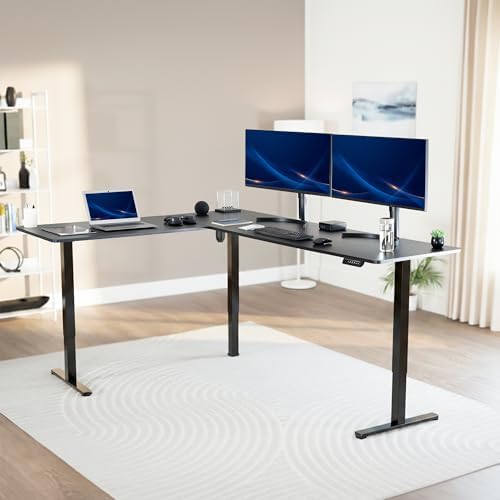 VIVO Black 84 x 63 in Corner Standing Desk, DESK-E3CTBB-84