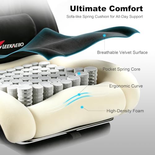 Fabric Gaming Chair for Adults, Comfortable Office Chair with Footrest