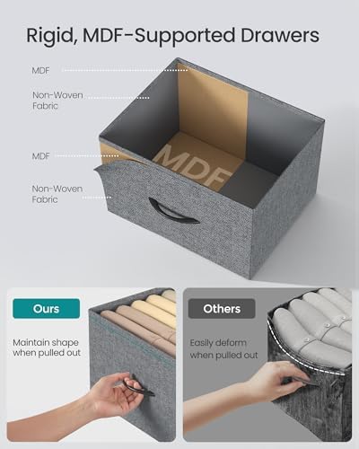 SONGMICS Dresser for Bedroom, Tall Dresser with 4 Fabric Drawers