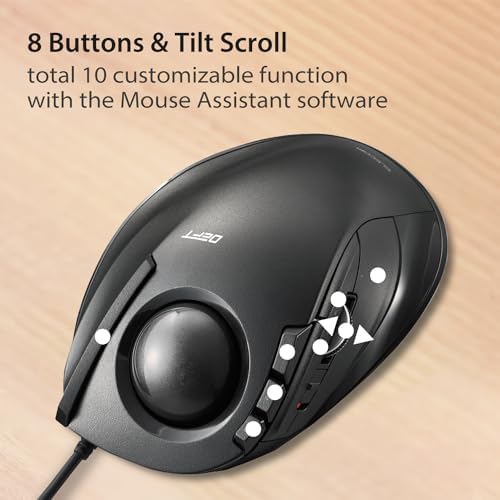 ELECOM DEFT Trackball Mouse, Wired, Finger Control, M-DT2URBK
