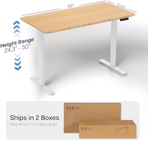 VIVO Real Bamboo 60 x 24 in Standing Desk, DESK-KIT-2W6O