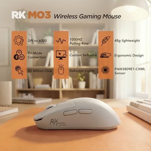 RK ROYAL KLUDGE S70 Ergonomic Split Keyboard and MO3 Wireless Gaming Mouse Combo, 75% Hot Swappable Gaming w/Fixed Wrist Rest, Bluetooth/2.4G/USB Rechargeable Computer Mouse