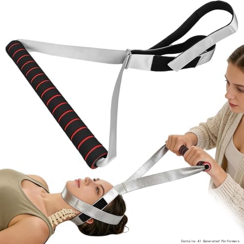 Neck Stretcher Strap – Y‑Strap Neck Chiropractor Pull Device for Neck Decompression, Spine Alignment & Headache Relief – Includes Comfortable Chin Strap & Ergonomic Handle