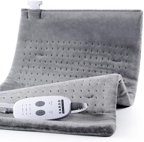 Massaging Weighted Heating Pad for Back Pain Relief,20"*24",Light Grey