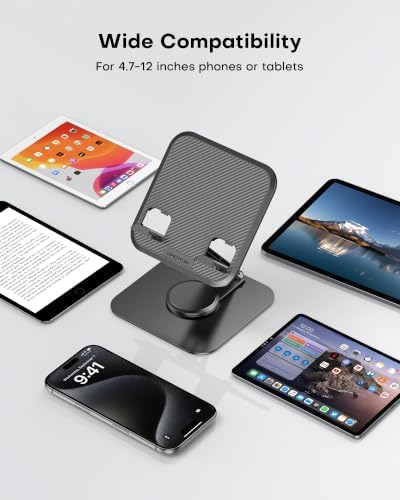 OMOTON TA04 Ultra-Slim Tablet Stand for iPad, Swivel Phone Holder for Desk
