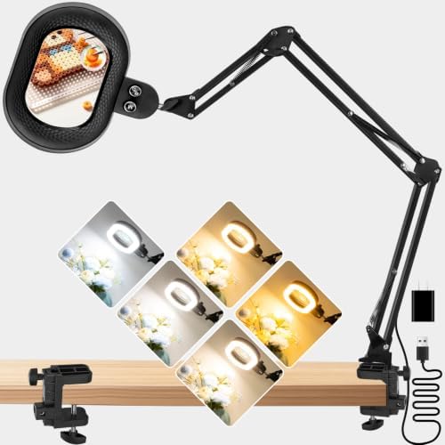 Magnifying Glass with Light and Clamp, 5in 12X 30X Extended Arm