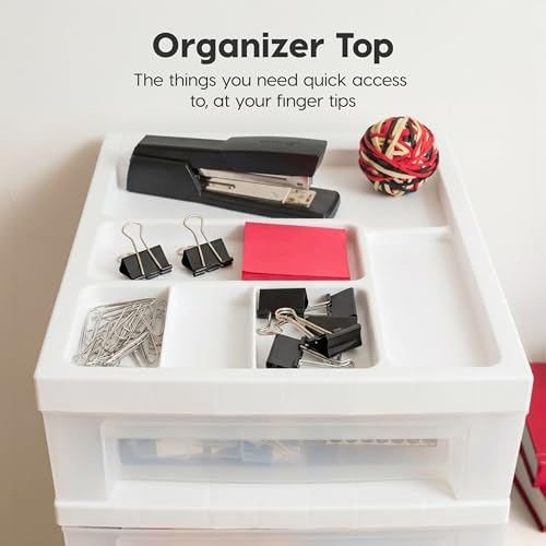 IRIS USA 10-Drawer Rolling Storage Cart, White/Clear