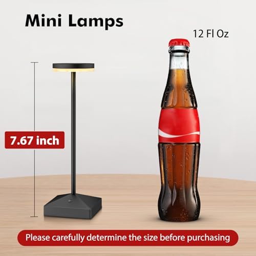3 Pack Small Black Rechargeable Cordless Table Lamps Dimmable