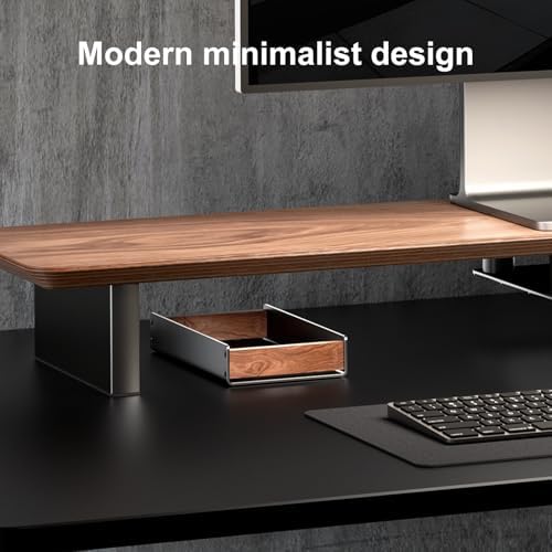UPERGO Walnut & Aluminum Desk Drawer Organizer, Valet Tray Catchall for Men