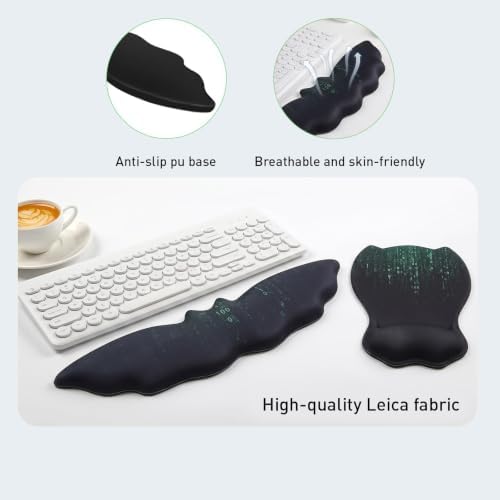 Ergonomic Keyboard and Mouse Wrist Rest Set, Hacker Code
