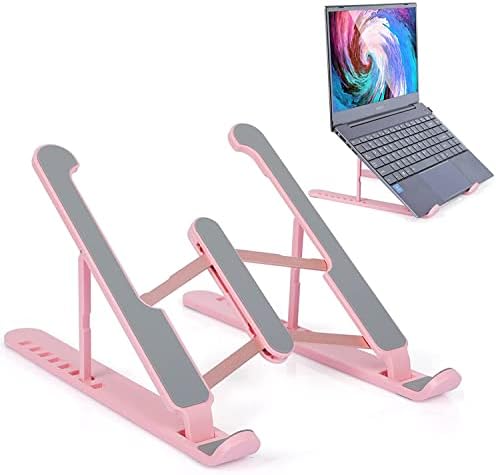 T Legend Laptop Stand for Desk,Very Portable and use Anywhere,Compatible with 9-15 inch Laptops(Plastic Pink)