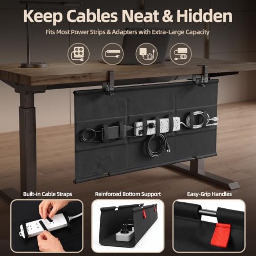 48 Inch Under Desk Cable Management Tray No Drill Desk Cord Management Organization, Large-Capacity Cable Organizer for Home and Office Work Accessories