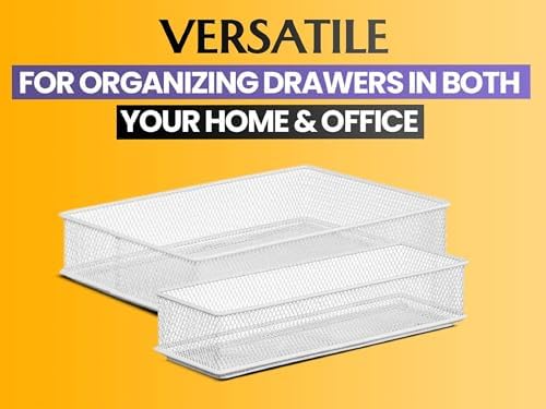 YBM HOME Silver Mesh Drawer Cabinet and or Shelf Organizer Bins, School Supply Holder Office Desktop Organizer Basket (24, 4x12x2 inch)