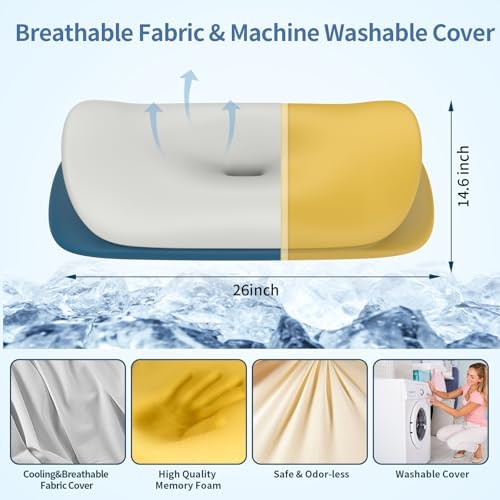 Olumoon Cervical Neck Pillow - Ergonomic Memory Foam Contour Pillows for Side, Back & Stomach Sleepers, Cervical Pillow for Neck Support Sleeping with Breathable Cover