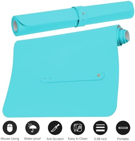 Boutilon Leather Desk Pad Protector,Non-Slip Mouse Pad,Laptop Desk Pad,Office Mouse Mat,Waterproof Leather Desk Blotter,Desk Writing Pad for Office and Home (XL-Bright Blue,35.4"x 15.7")