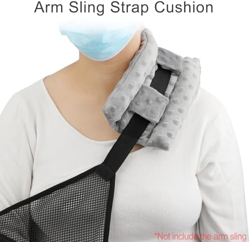 Upgrade Neck Pad Strap Cushion Pillow for Arm Sling Comfort Shoulder Support Pad Rotator Cuff Replacemet Surgery Elbow Brace Carry Padded Cover Broken Wrist Hand Injury Cast, Minky Dot Light Gray