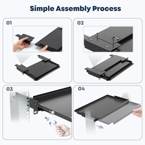 1U Rack Mount Keyboard Tray 9 1/4"-Deep