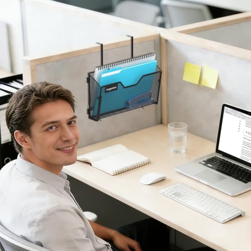 Wall File Organizer, 8 Pack Metal Wall File Holders, Black