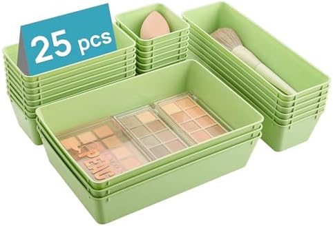 Vtopmart 25 Pack Plastic Drawer Organizers with Non-slip Rubber Pads