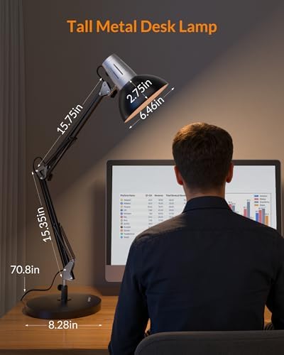 LEPOWER Metal Adjustable Desk Lamp with Clamp, Swing Arm for Home Office