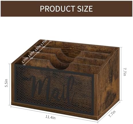 YINMIT Mail Organizer Countertop, 4 Slot Mail Holder for Desk