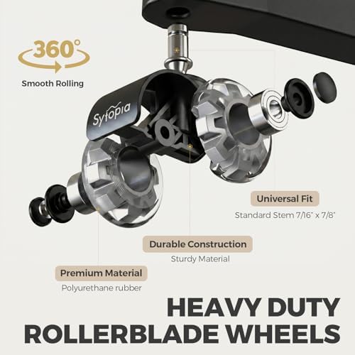 Office Chair Wheels, 2 Inch Rubber Rollers, Heavy Duty, Safe for Hardwood Floors, Carpets, Mats, Universal Size 11x22mm, Smooth and Quiet, Black, Set of 5