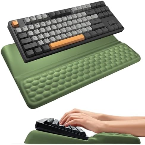 Wrist Rest with Keyboard Stand, Computer Wrist Support Pad, Ergonomic Keyboard Riser Hand Rest Soft Memory Foam Cushion Holder Gaming Typing Desk Accessories for Office Home School（Green）