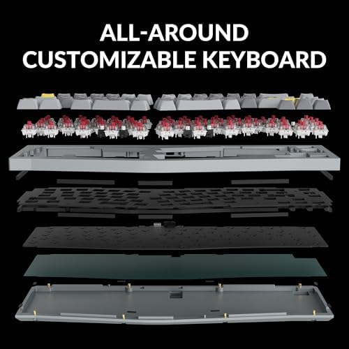 Keychron Q8 Wired Custom Mechanical Keyboard, 65% Alice Layout QMK/VIA Programmable with Hot-swappable Gateron G Pro Red Switch Double Gasket Compatible with Mac Windows Linux (Grey)