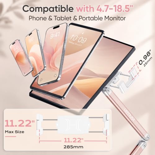 Urmust Portable Monitor Stand up to 18.5", iPad Stand for Desk, Pink