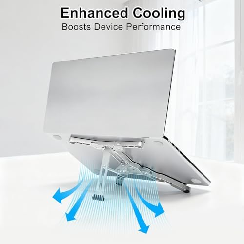 Laptop Stand for Desk, Ergonomic Portable Laptop Stand, Riser Holder Notebook Stands, Foldable Aluminum Computer Stand with Air, Pro, More 10-16” Laptops, Tablets, Phone