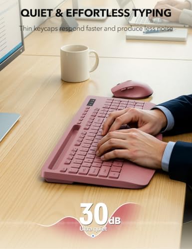 Wireless Keyboard and Mouse Combo - Full-Sized Ergonomic Keyboard