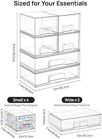 Vtopmart Stackable Storage Drawers Set of 6, Plastic Organizer Bins