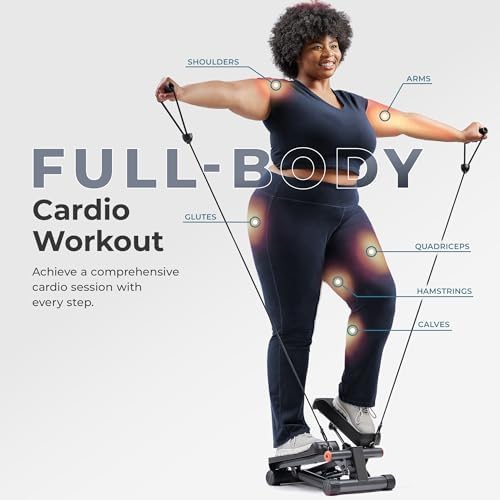 Sunny Health & Fitness Mini Stair Stepper w/Resistance Bands for Home Gym
