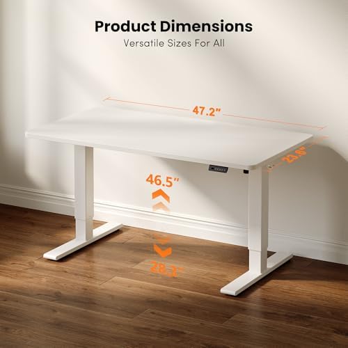 CubiCubi 48 x 24 Electric One-Piece Standing Desk, White