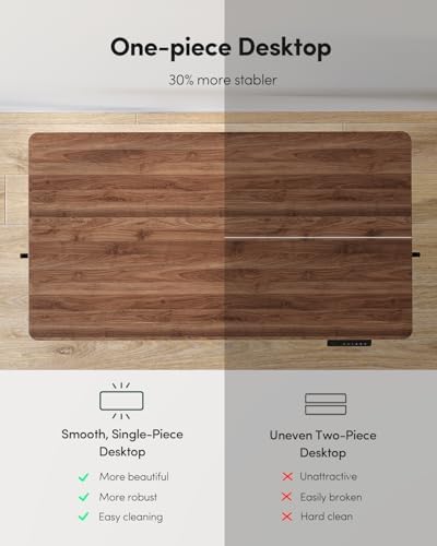 CubiCubi 55 x 24 One-Piece Electric Adjustable Standing Desk, Black Walnut