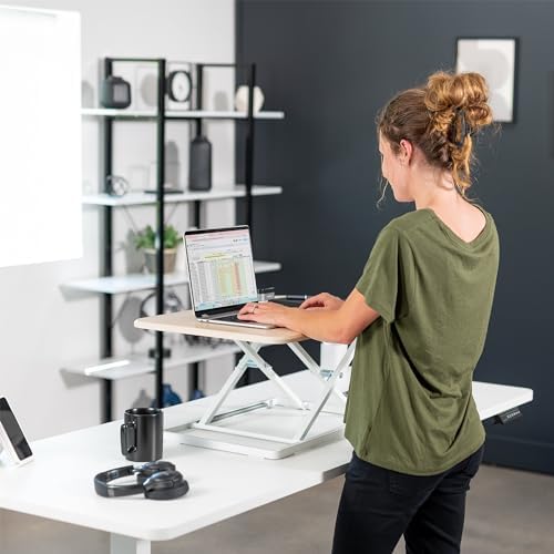 VIVO Light Wood 26 in Single Top Standing Desk Converter, DESK-V001JF