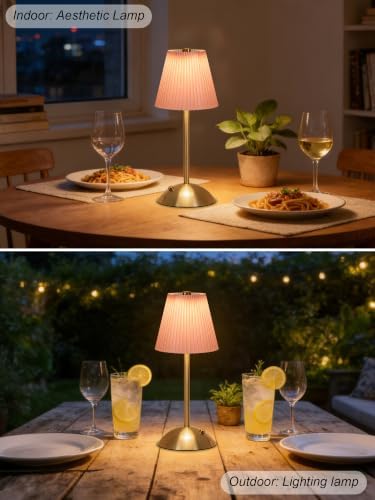 Cordless Pink Lamp,Small Desk Lamp Cute,Vintage Aesthetic Lamp