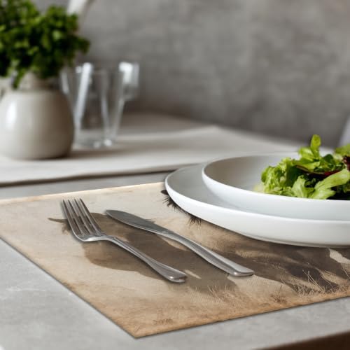 Faded Horses Placemats, in Sepia Field Place Mats for Dining/Kitchen Table Waterproof Washable Linen Heat Insulation Dinner Table Mats 12X18 in 8 Pcs