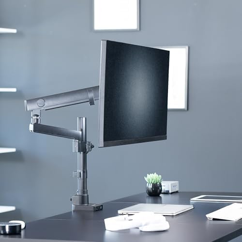 VIVO Premium Aluminum Full Motion Single Monitor Desk Mount Stand with Lift Engine Arm, Pole Extension, and USB Ports, Fits Screens up to 40 inches, STAND-V101BDU